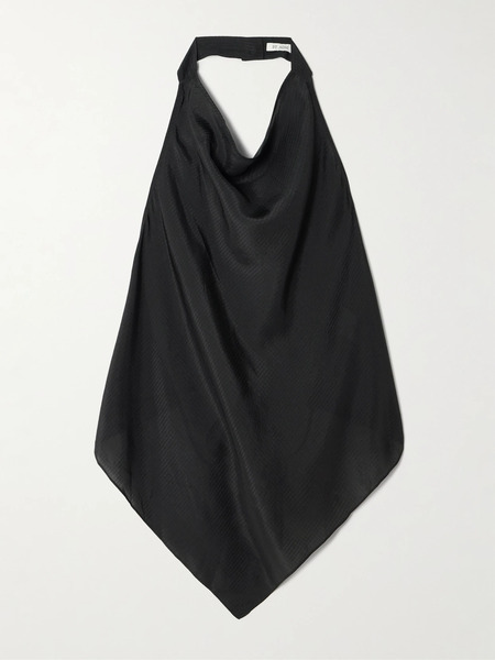  St. Agni St. Agni - Open-back Textured-silk Halterneck Top - Black 