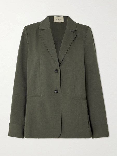 St. Agni St. Agni - Paneled Wool-blend Twill Blazer - Gray Green 