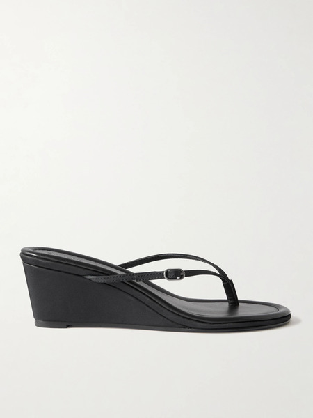  St. Agni St. Agni - Petit Belt Recycled-satin Wedge Sandals - Black 