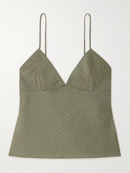  St. Agni St. Agni - Pinstriped Twill Camisole - Gray Green 