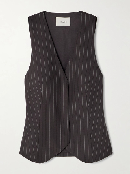  St. Agni St. Agni - Pinstriped Virgin Wool-blend Vest - Dark Brown 