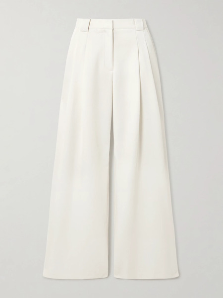  St. Agni St. Agni - Pleated Wool-blend Twill Wide-leg Pants - Off-white 