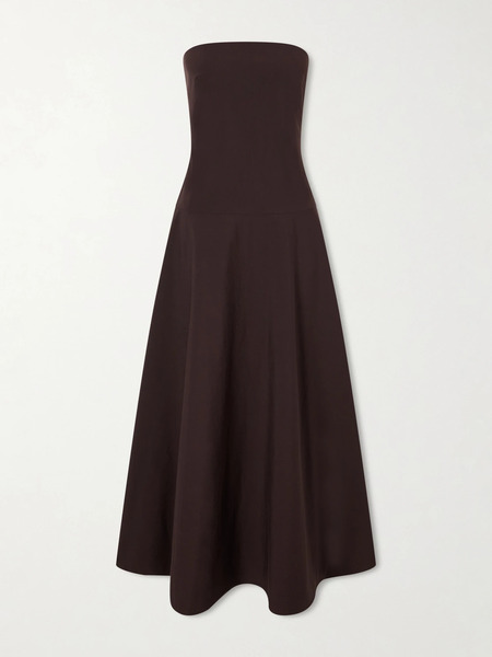  St. Agni St. Agni - Strapless Cotton-blend Midi Dress - Dark Brown 
