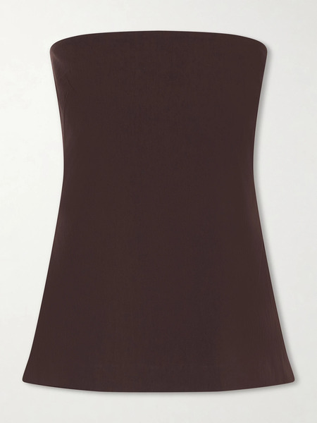  St. Agni St. Agni - Strapless Open-back Cotton-blend Top - Dark Brown 