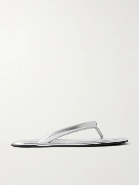  St. Agni St. Agni - Sumi Padded Metallic Leather Flip Flops - Silver 