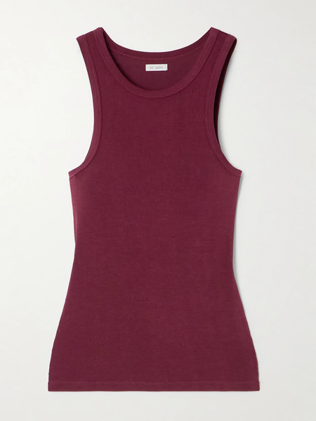  St. Agni St. Agni - Tencel™ Lyocell-blend Stretch-jersey Tank - Burgundy 