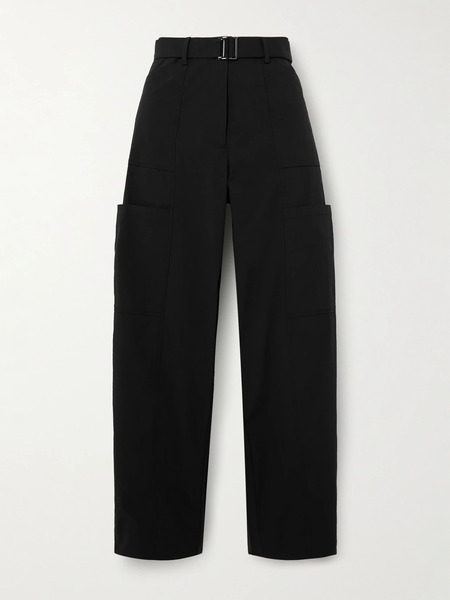  St. Agni St. Agni - Utility Belted Cotton-blend Wide-leg Pants - Black 