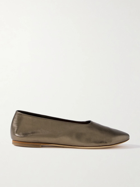  Staud Staud - Alba Metallic Leather Ballet Flats - Brown 