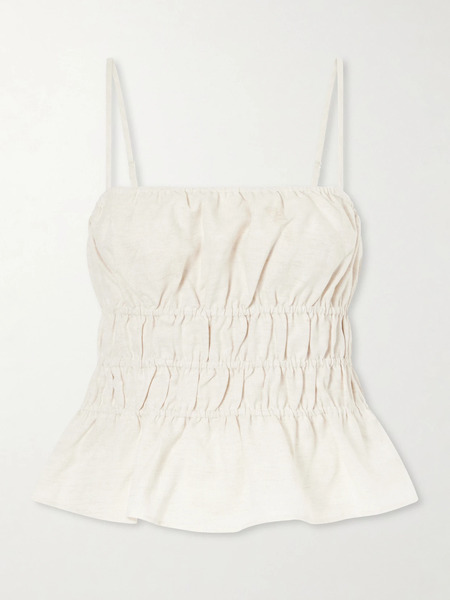  Staud Staud - Ayla Ruffled Linen Tank - Cream 