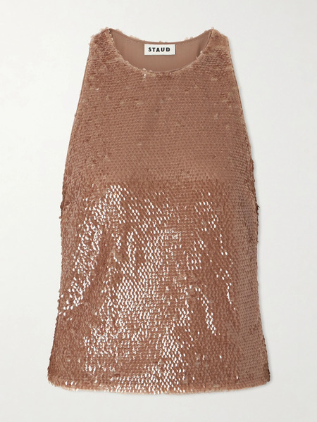  Staud Staud - Bree Sequined Tulle Top - Brown 