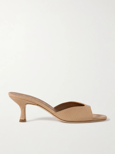  Staud Staud - Brigitte Snake-effect Leather Mules - Beige 