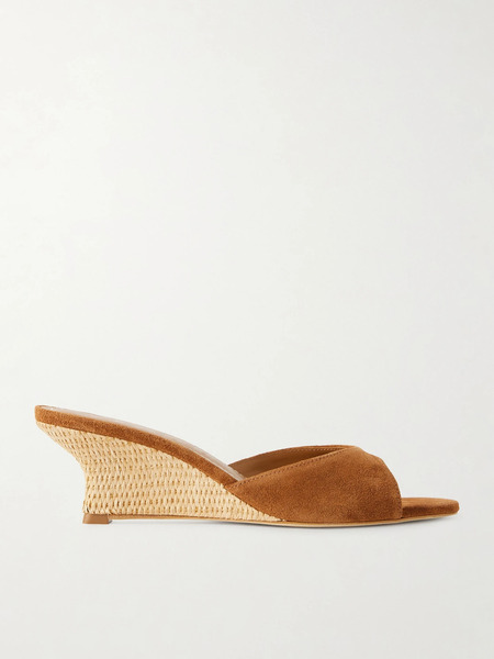  Staud Staud - Brigitte Suede Wedge Mules - Brown 