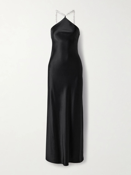  Staud Staud - Cadence Embellished Satin Maxi Dress - Black 