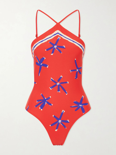  Staud Staud - Cadence Printed Halterneck One-piece - Red 
