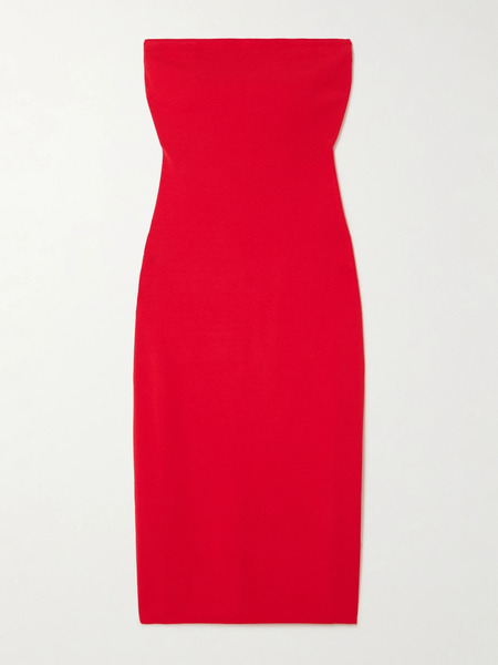  Staud Staud - Canna Strapless Stretch-jersey Midi Dress - Red 