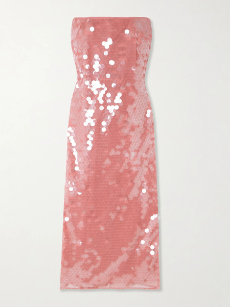  Staud Staud - Casey Strapless Paillette-embellished Tulle Midi Dress - Pink 