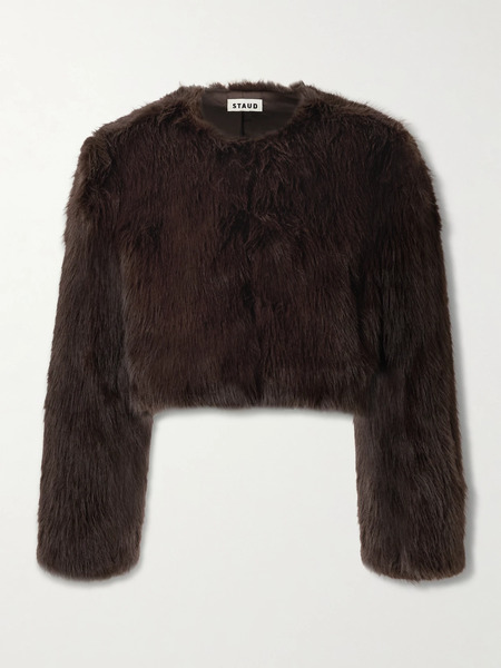  Staud Staud - Casmira Cropped Plush Jacket - Brown 