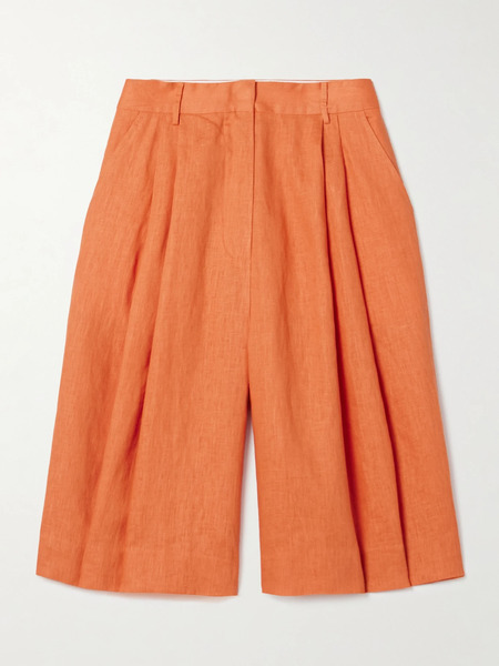  Staud Staud - Cruz Pleated Linen Shorts - Orange 