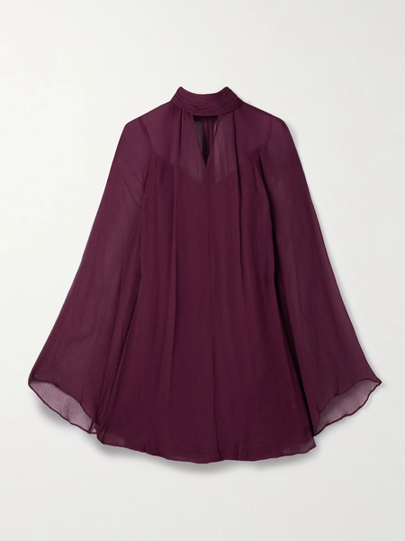  Staud Staud - Esther Cutout Crepon Turtleneck Mini Dress - Burgundy 