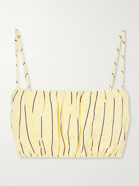  Staud Staud - Fiore Striped Cotton-blend Top - Pastel Yellow 