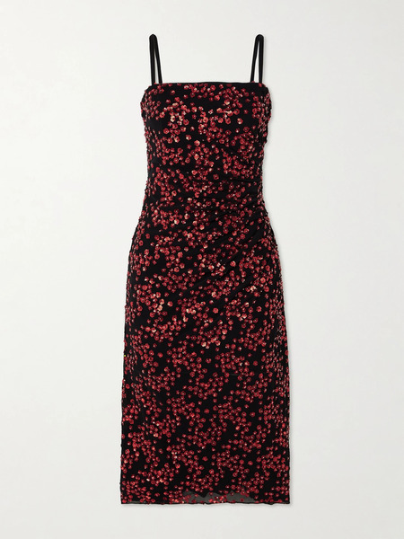  Staud Staud - Florentina Embellished Ruched Tulle Midi Dress - Red 