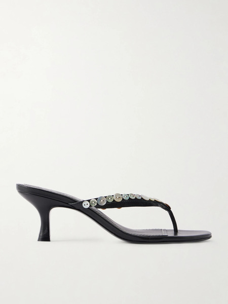  Staud Staud - Freja Button-embellished Leather Sandals - Black 