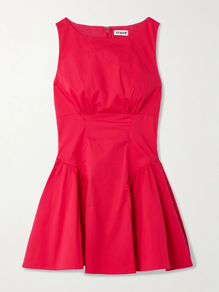  Staud Staud - Gwen Paneled Cotton-blend Poplin Mini Dress - Red 