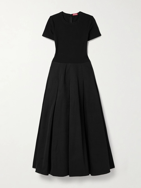  Staud Staud - Hopper Stretch-jersey And Pleated Faille Maxi Dress - Black 