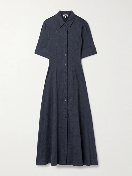  Staud Staud - Joan Linen-blend Chambray Midi Shirt Dress - Navy 