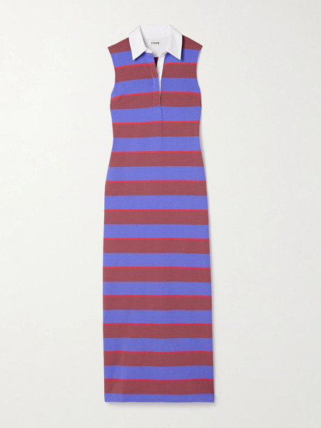  Staud Staud - Julius Poplin-trimmed Striped Cotton-blend Jersey Maxi Dress - Multi 