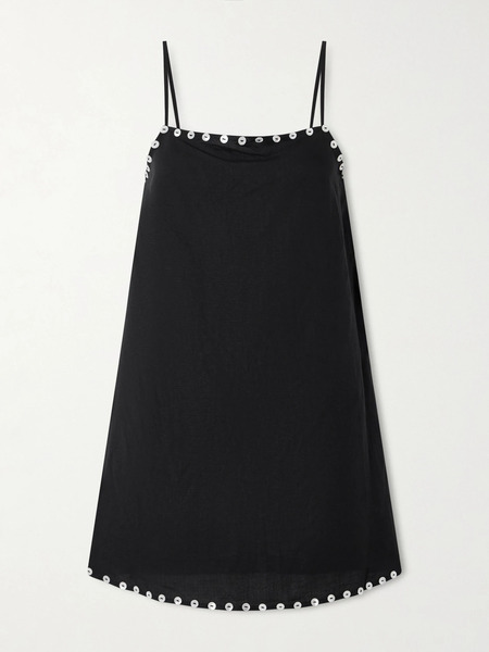  Staud Staud - Laura Button-detailed Linen-blend Mini Dress - Black 