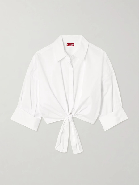  Staud Staud - Lisa Knotted Cotton Poplin Shirt - White 