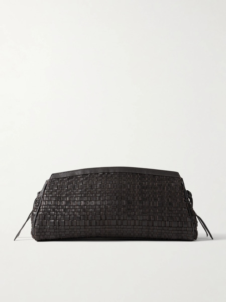  Staud Staud - Maude Woven Leather Clutch - Dark Brown 