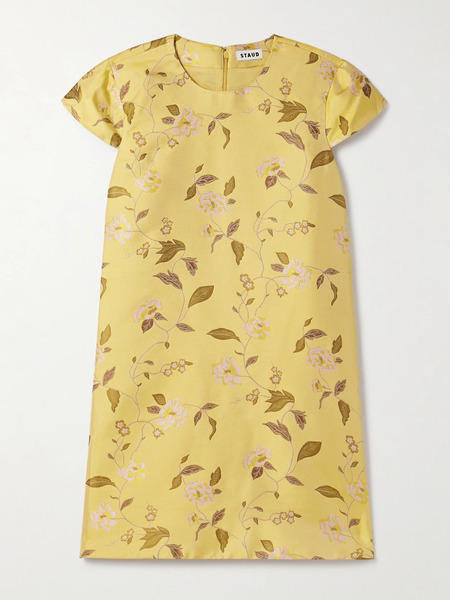  Staud Staud - Mia Floral-brocade Mini Dress - Yellow 