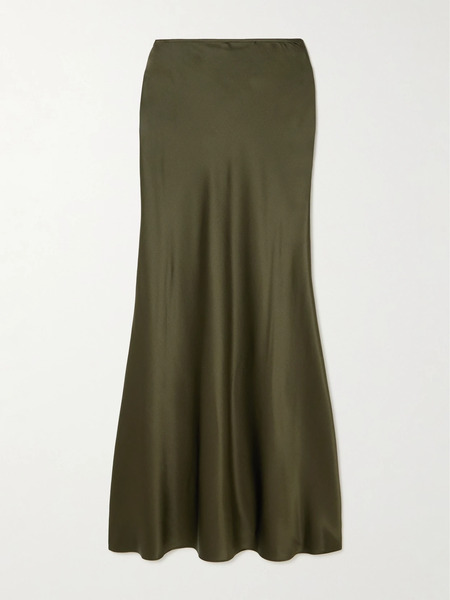  Staud Staud - Odin Silk-blend Satin Maxi Skirt - Army Green 