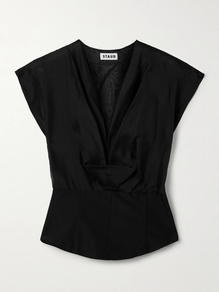  Staud Staud - Pinnacle Silk-organza And Faille Top - Black 