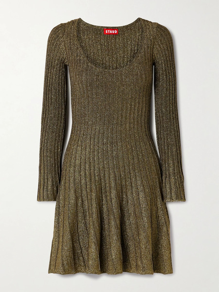  Staud Staud - Raquel Metallic Ribbed-knit Mini Dress - X Small 