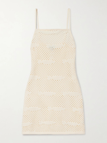  Staud Staud - Rio Crocheted Cotton Mini Dress - Ecru 