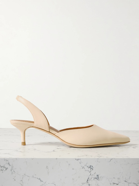  Staud Staud - Sebastian Leather Slingback Pumps - Cream 
