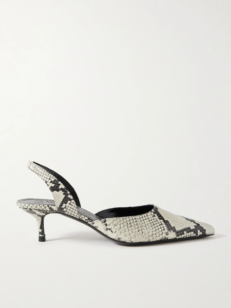  Staud Staud - Sebastian Snake-effect Leather Slingback Pumps - Snake Print 