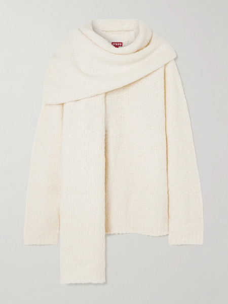  Staud Staud - Siren Bouclé Sweater With Detachable Scarf - Ivory 