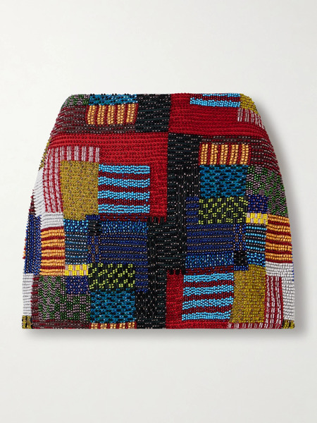  Staud Staud - Supernova Bead-embellished Stretch-jersey Mini Skirt - Multi 