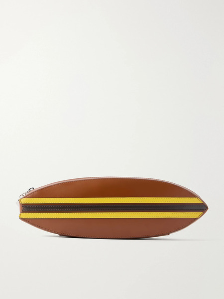  Staud Staud - Surfboard Striped Leather Clutch - Brown 