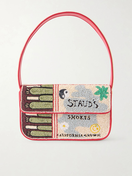  Staud Staud - Tommy Beaded Embroidered Satin Shoulder Bag - Multi 