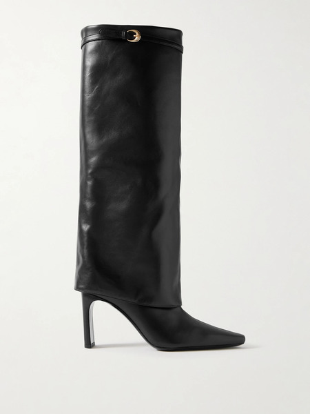  Staud Staud - Wally Buckled Leather Knee Boots - Black 