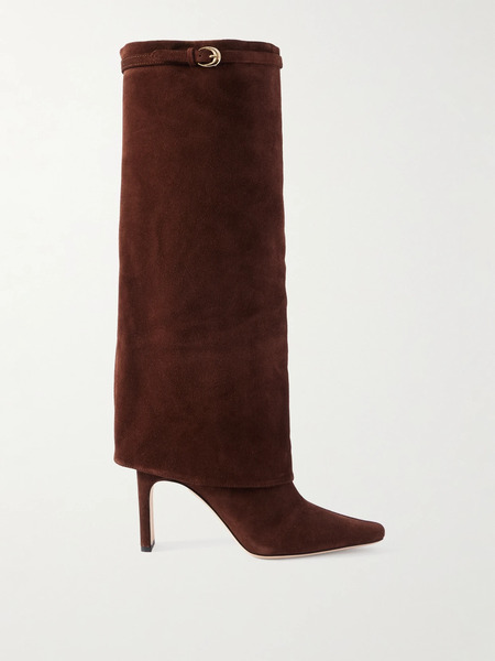  Staud Staud - Wally Buckled Suede Knee Boots - Brown 