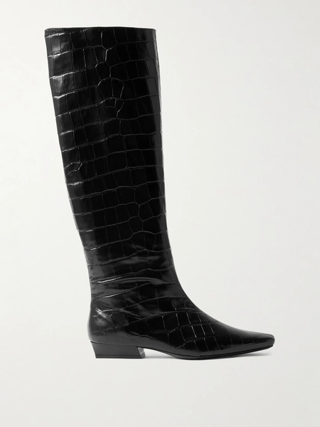  Staud Staud - Wally Croc-effect Leather Knee Boots - Black 