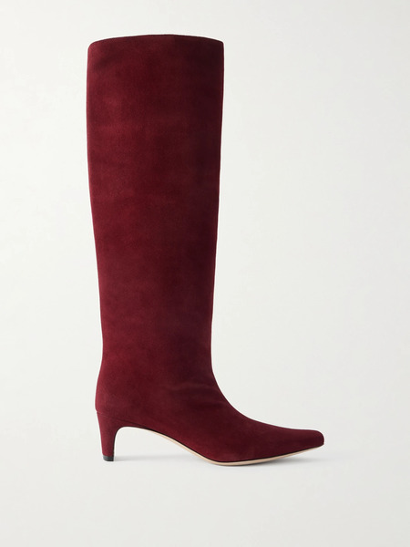  Staud Staud - Wally Suede Knee Boots - Burgundy 