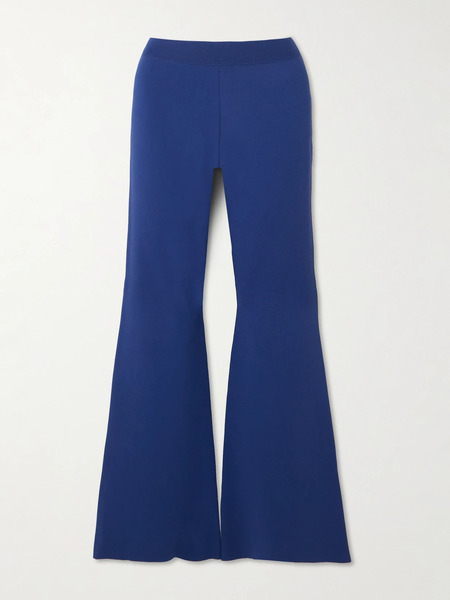 Stella Mccartney Stella Mccartney - Cropped Stretch-knit Flared Pants - Navy 