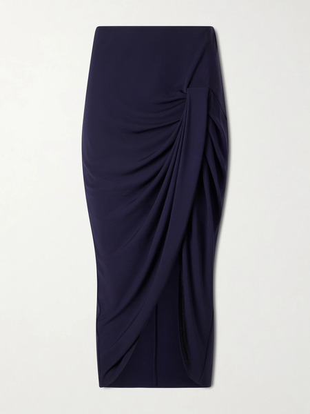  Stella Mccartney Stella Mccartney - Draped Stretch-jersey Midi Skirt - Navy 